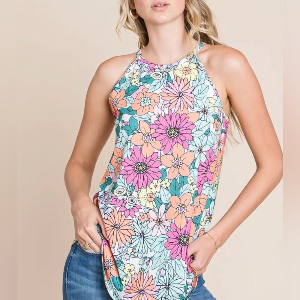 Bombom Floral Tank Top – Colorful Boho Sleeveless Top - NWT